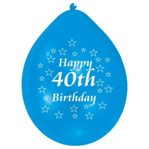 Happy 40th Birthday Assorted Colours Latex Balloons