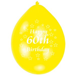 Happy 60th Birthday Assorted Colours Latex Balloons