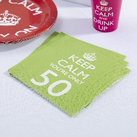 Keep Calm and party on napkins age 50,Lime green