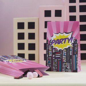 Pop Art Superhero Party Pink Party Bags