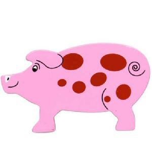 A painted wooden pig figure