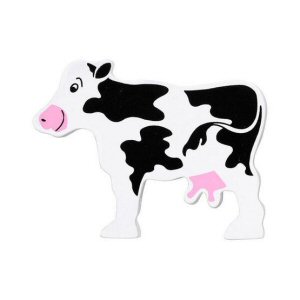 Wooden black and white cow