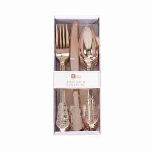 Party Porcelain Plastic Rose Gold Cutlery