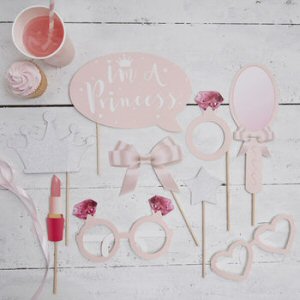 Pink And Silver Princess Themed Photo Booth Party Props by Ginger Ray