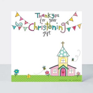 Christening Church and Bunting Thank You Cards