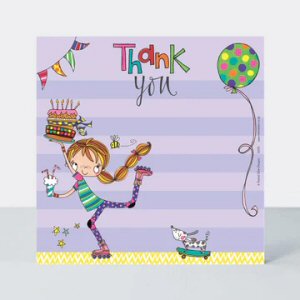 Let's Party Girl on Roller blades Thank You cards
