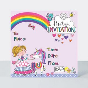 Princess And Unicorn Party Invitations