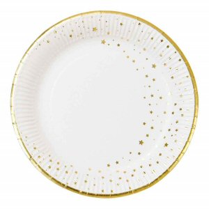 Gold Stars with Gold Edge,Assorted size Gold Stars on a paper Plate
