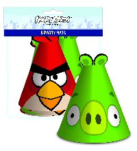 Angry Birds party hats assorted pack of red and green