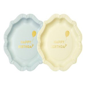 Talking Tables Paper Plates Pastel Happy Birthday Blue Yellow