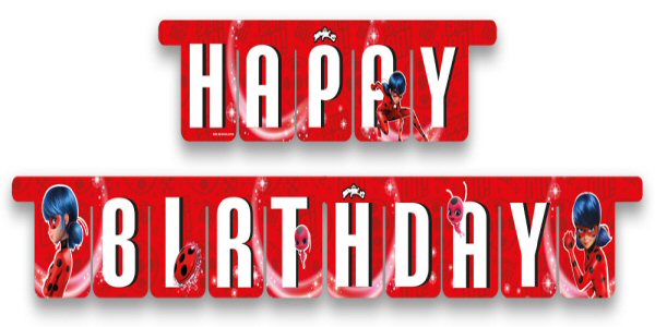 Miraculous Lady Bug Party Happy Birthday Banner