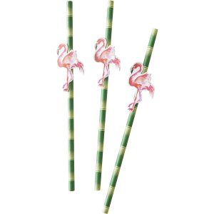Flamingo Fun Paper Straws and Flags Party Decoration