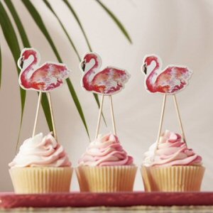 Flamingo Fun Cupcake Picks Party Decoration