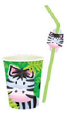 Jungle safari party straws  