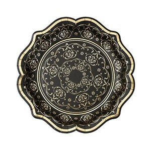 Talking Tables Porcelain Baroque Masquerade Black and Gold Party Paper Plates
